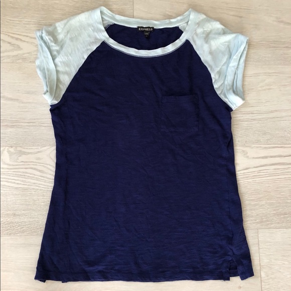 Express Pocket Baseball Raglan Two-Tone Tee Top - Picture 9 of 16